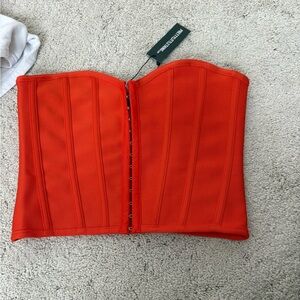 Orange Structured Strapless Corset Top